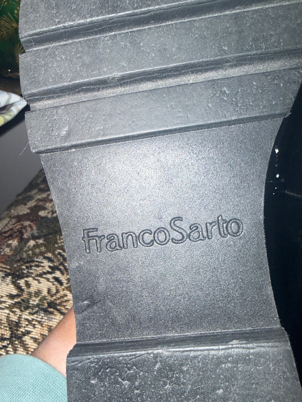 Franco Sarto Black Patent Leather Loafers with Leopard Print - Picture 13 of 14